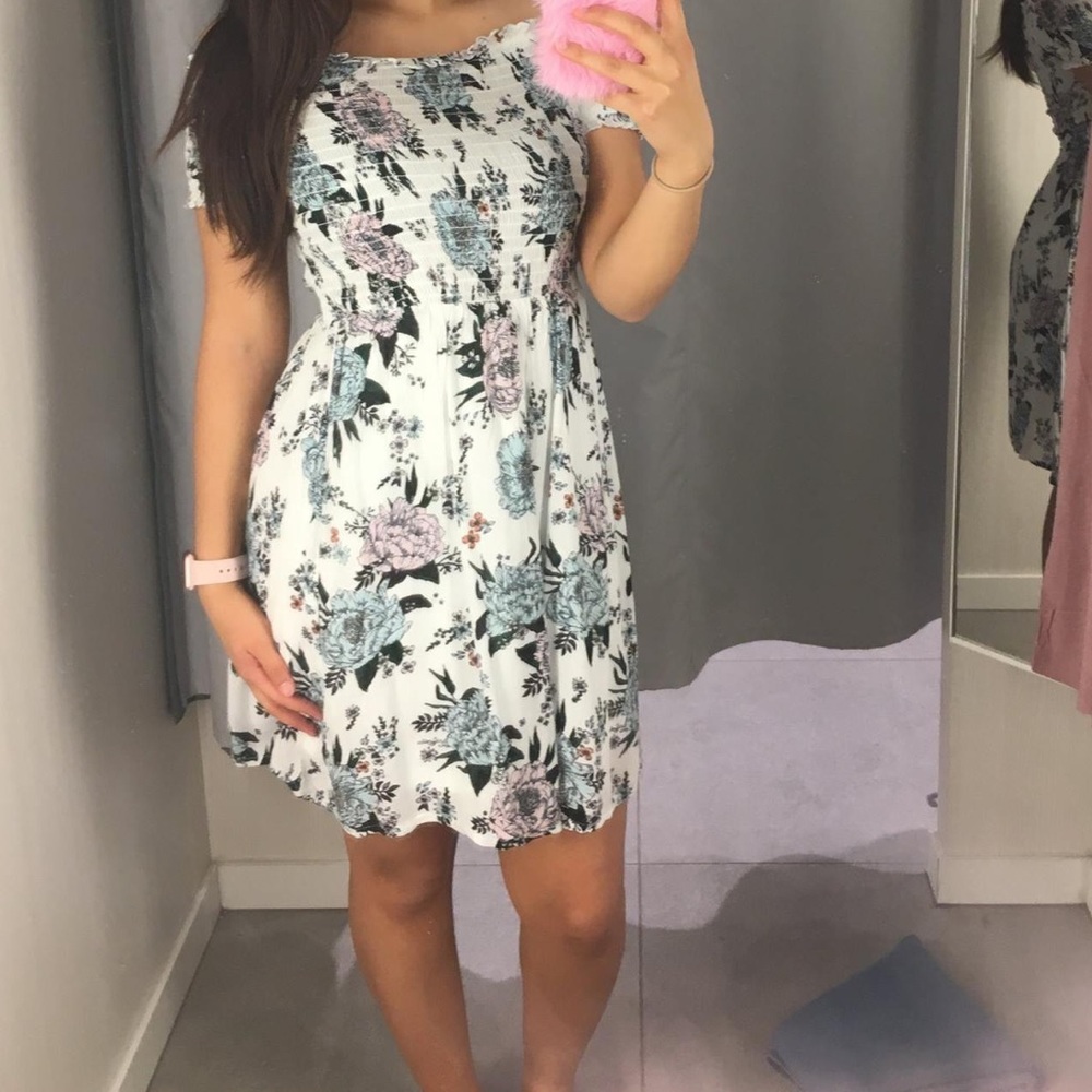 off the shoulder floral dress